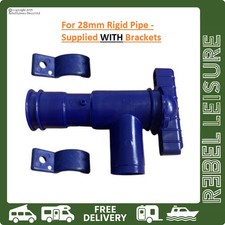 28mm Drainage / Drain Tap (With Brackets) Blue Fresh Water Motorhome/Caravan