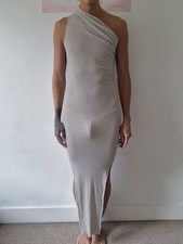 Rick Owens FOGACHINE SS21 Sheer grey one-shoulder maxi dressXL
