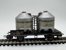 B4063 Silver Braunkohlenstaub Twin Silo Wagon HO/OO Gauge Used Condition
