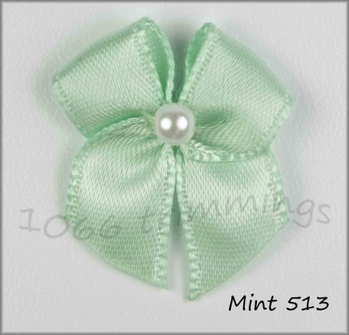 Satin ribbon bows with pearl - ribbon,