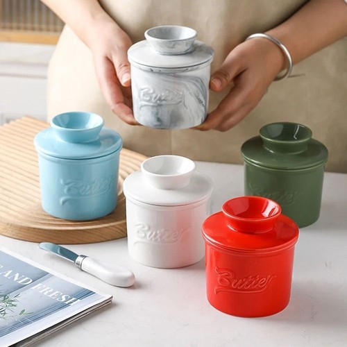 Ceramic butter crock with lid - ceramic,