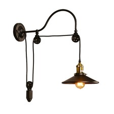 Vintage Industrial Wall Light Sconce Gooseneck Lamp Pulley Metal Wall Fixture