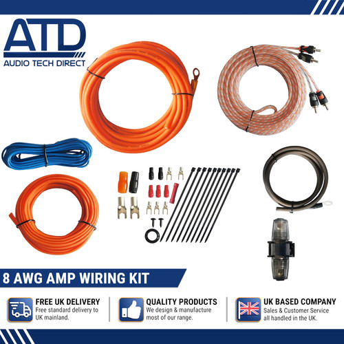 Amp wiring kit 8awg - kit, 1600w