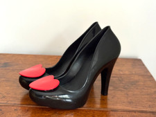 Mel by Melissa Red Heart high-heeled shoes in black with red heart detail EU 39