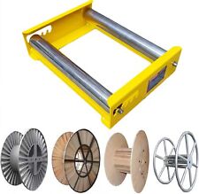 Yellow Electrical Cable Reel Drum Holder and De-Reeling Dispenser Stand Roller