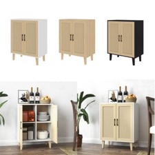 Buffet Storage Cabinet with Rattan Decorating Living Room Wood 2 Doors Sideboard