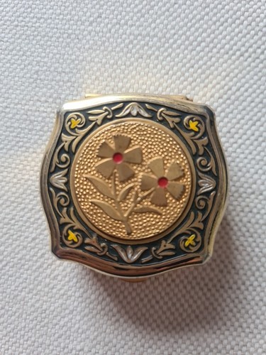 Vintage pill box with flowers - pill,