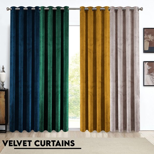 Velvet curtains pair eyelet - curtains,