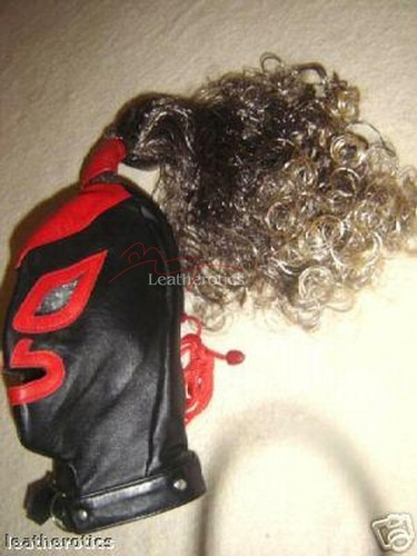Real leather hood - with, wig