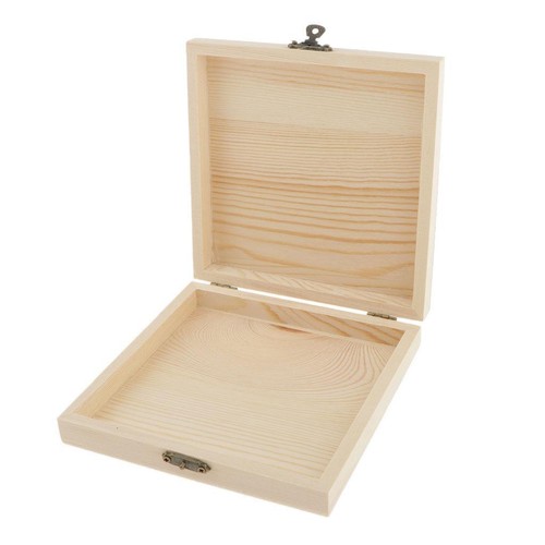 Unpainted wooden storage box - unpainted,