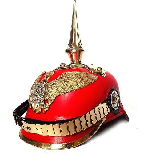Red german pickelhaube - german,