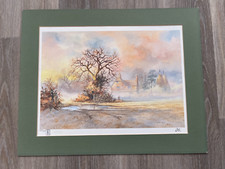 clive pryke limited edition mounted print - kent scene with oast house's