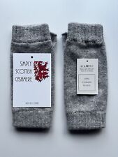 100% Pure Cashmere Flannel / Light Grey Wrist Warmers Gloves Soft & Warm