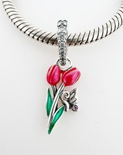 Tulip Dangle Charm Pink Flower