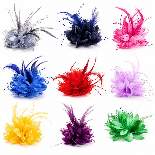Beaded feather hair clip - beaded,
