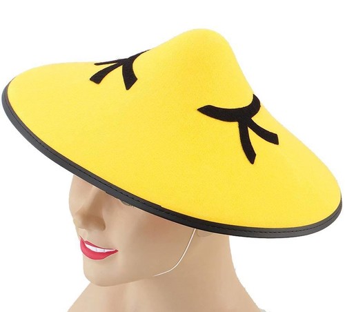 Chinese coolie hat yellow - coolie, in