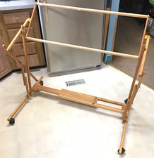 Deluxe Wood Rolling Floor Scroll Frame Needlework Quilt Embroidery Cross Stitch