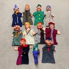 Vintage Punch and Judy Hand Puppets Bundle x11 Job Lot Soft Heads