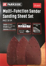 Parkside multi sander sanding sheet set  18 pack  for wood hook & loop backing