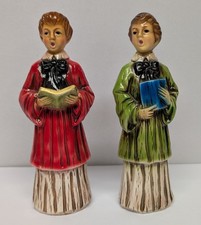 Vintage Paper Mache Christmas Choir Boy Figures Lot of 2 Made In Japan