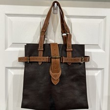 Mulberry Elgin Two Tone Brown Darwin Leather Belted Buckle Bag Tote Bag Purse
