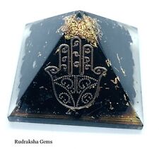 BLACK TOURMALINE ORGONE PYRAMID HAMZA PROTECTION REIKI CHARGED ENERGY GENERATOR