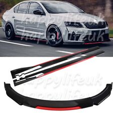 For Skoda Octavia RS MK3 Fabia Front Bumper Lip Spoiler Splitter + Side Skirts