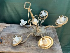 ANTIQUE FRENCH STYLE 6-ARM METAL CHANDELIER CEILING LIGHT FIXTURE SHABBY CHIC