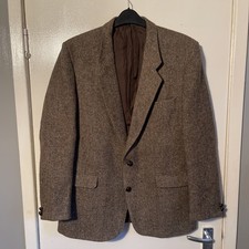 Dunn & Co Harris Tweed Mens Brown Wool Blazer Jacket - Size 42 R
