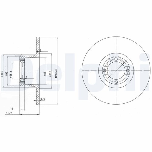 Front brake disc delphi - front,