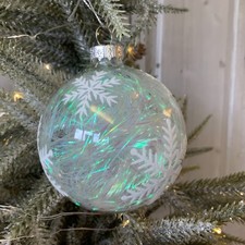 Gisela Graham Christmas Tree Glass Bauble Red Gold Silver White Harlequin Ball