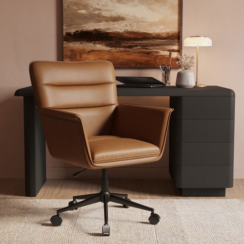Brown faux leather swivel - brown,