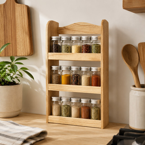 Tier wooden spice rack - wooden,