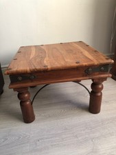 Jali Indian Wood Coffee Table with wrought iron work