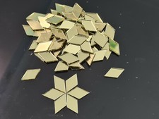 100 pieces,  Gold Glass Mirror Tiles, Diamond Shape, Aprox 1x2 cm,1.8 mm Thick