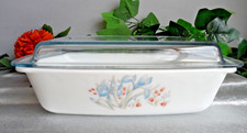 VINTAGE PYREX BLUE IRIS PATTERN RECTANGULAR SPACESAVER LIDDED OVEN DISH