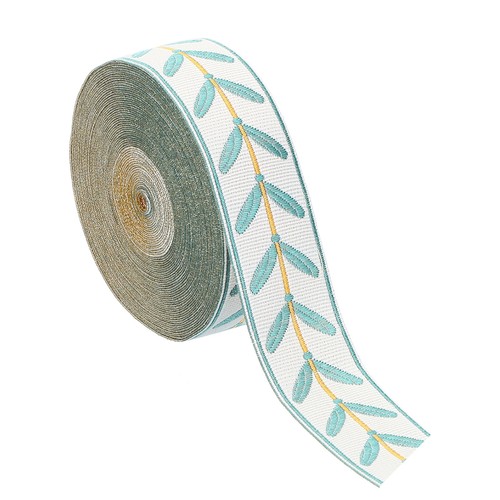 Leaf pattern jacquard ribbon - jacquard,