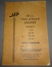 JAP J34 Models 34cc Two Stroke Engine users Handbook c1962