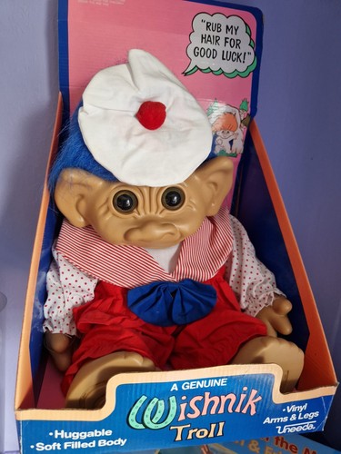Uneeda wishnik troll - doll, blue