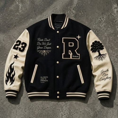 Embroidered black varsity - black,