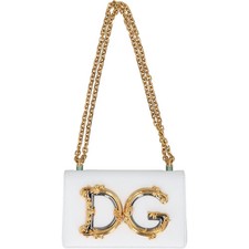 DOLCE & GABBANA Womens Girl Baroque Logo Shoulder Bag Gold Chain OS RRP 2500