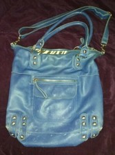 LINEA PELLE DYLAN COBALT TOTE PURSE BAG leather crossbody large silver hw
