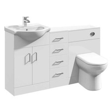 Vanity Unit Combined Sink Toilet Bathroom Suite Furniture WC Set Drawer 1350mm