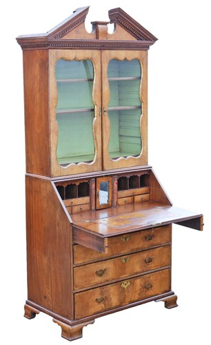 Antique georgian walnut bureau - georgian,