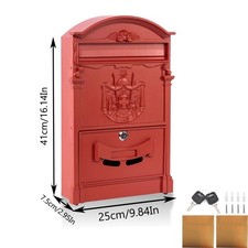 Large Vintage Outdoor Lockable Letter Post Box Mailbox Wall Mounted Secure Mail