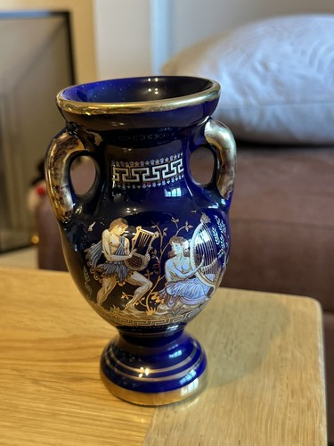 Vintage blue gold - vase, urn