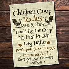 Chicken Coop Rules Funny Chicken Sign For Hen House Chicken House Garden Sign