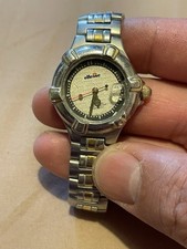 Ellesse Vintage Sports 200m Dive Watch Ladies Silver Dial Date Water Resistant