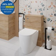 Bathroom Toilet WC Concealed Cistern Unit Pan Soft Close Seat Wood Effect 500mm