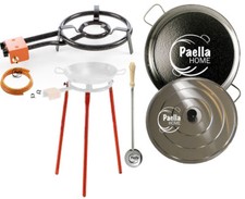 50cm Original Paella Pan Set + 35cm Gas Burner + Lid + Stainless Steel Spoon
